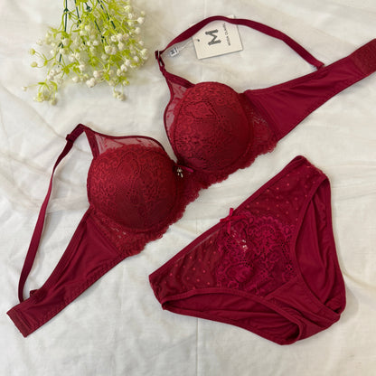 C Cup Single Padded Net Bra Set