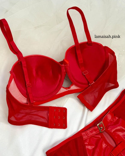 Bold Leather Look Bra Set