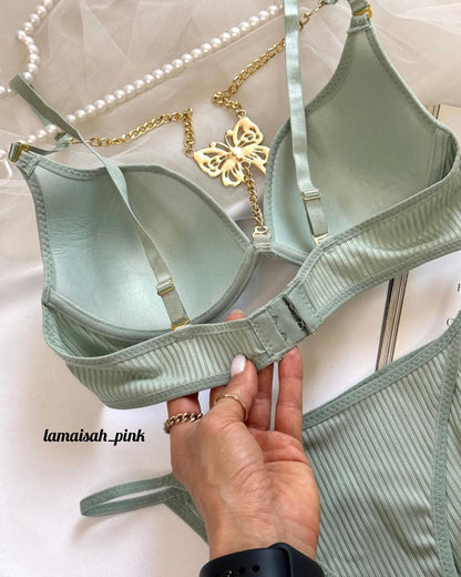 Butterfly Centre Jewel Bra Set