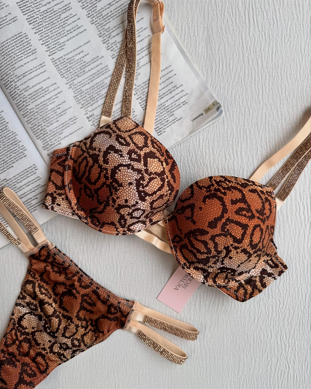 Golden Snake Print Original VS Bra Set(Imported)