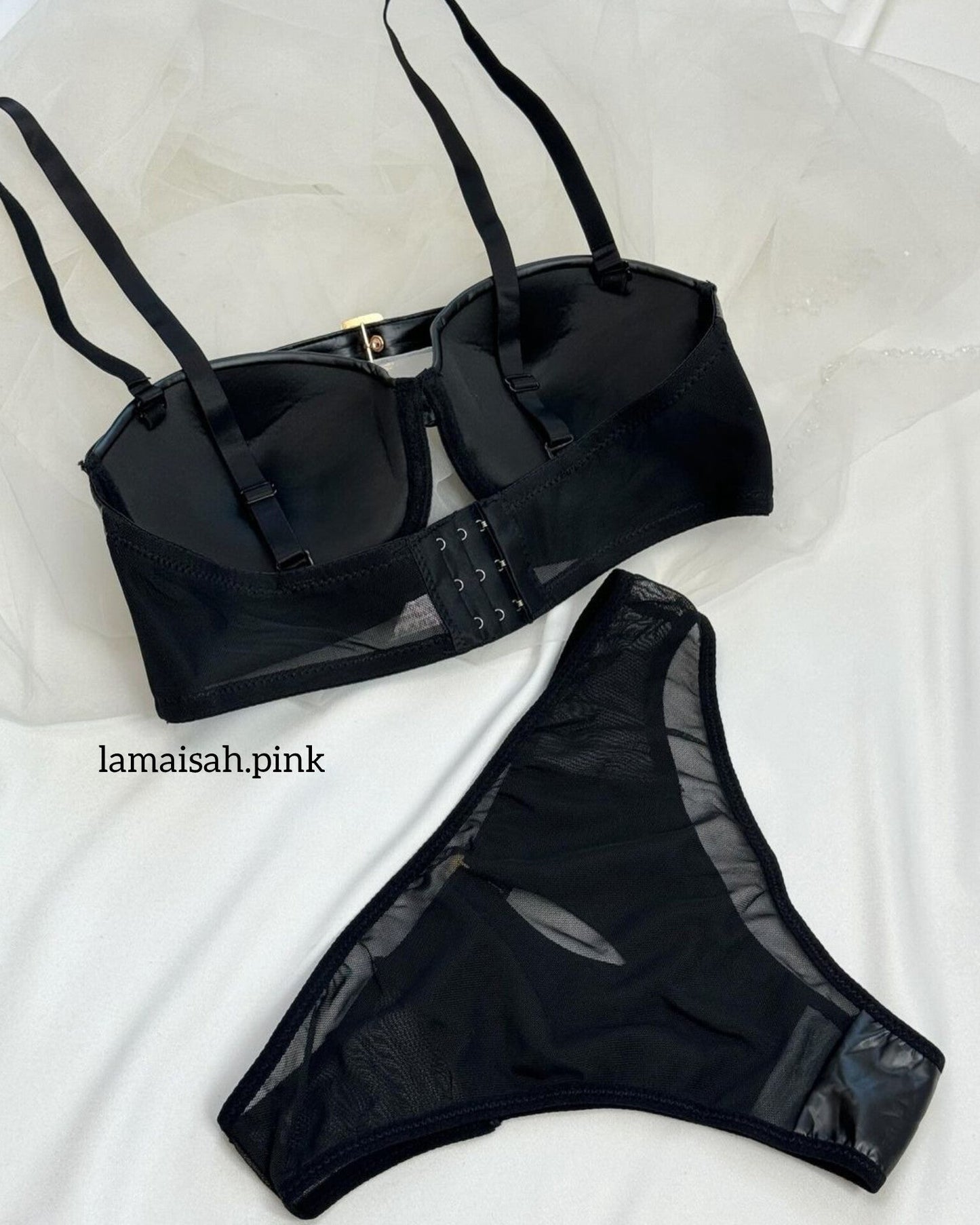 Bold Leather Look Bra Set